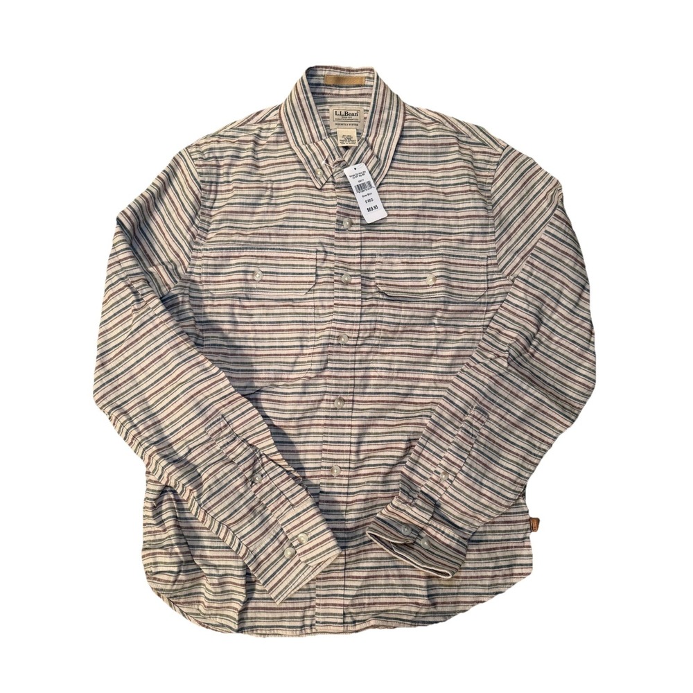 Men's LL Bean Slightly Fitted Cotton / Hemp Long Sleeve button down size S- NEW